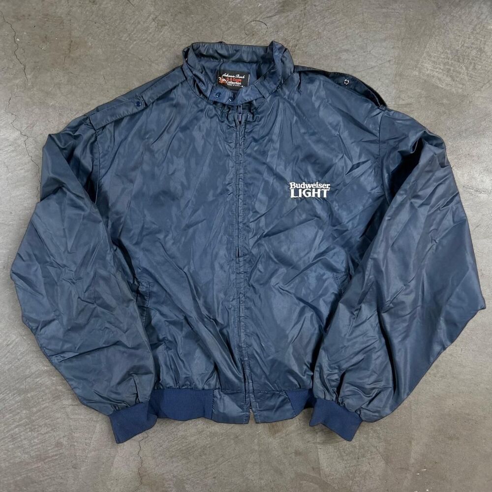 80s Vintage Budweiser Light Navy Blue Windbreaker Jacket